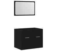 Qnhdfrt 24-inch Floating Bathroom Vanity Set with Mirror, Black Oak