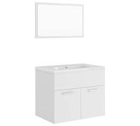 Qnhdfrt 24-inch White Bathroom Vanity Set with Ceramic Sink and Mirror
