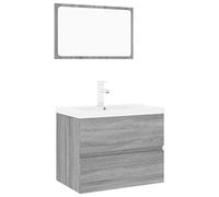 Qnhdfrt 24" Wall-Mount Bathroom Vanity with Ceramic Sink and Mirror, Gray
