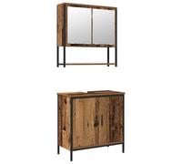 Qnhdfrt 24" Wall-Mounted Bathroom Vanity and Mirror Cabinet Set, Brown