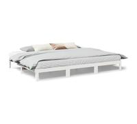 Qnhdfrt 270x200 cm Solid Pine Wood Family Bed Frame with Slats, White