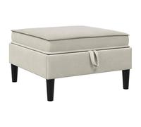 Qnhdfrt 28" Square Velvet Storage Ottoman with Black Legs, Oat