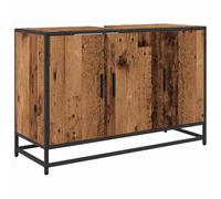 Qnhdfrt 3-Door Engineered Wood Bathroom Cabinet, Rustic Brown