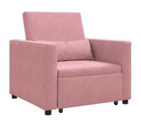 Qnhdfrt 3-in-1 Velvet Convertible Sleeper Chair with Wheels, Light Pink
