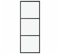 Qnhdfrt 3-Panel ESG Glass & Aluminum Sliding Interior Door, Black