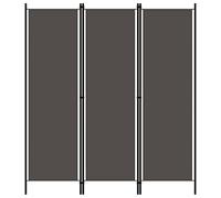 Qnhdfrt 3-Panel Fabric and Iron Room Divider, 150x180cm, Anthracite