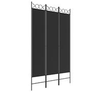 Qnhdfrt 3-Panel Folding Room Divider, Black Fabric and Iron