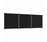 Qnhdfrt 3-Panel Polyester & Iron Room Divider, Black, 525x180 cm