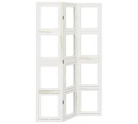 Qnhdfrt 3-Panel Solid Wood Room Divider with Rotating Photo Frames, White
