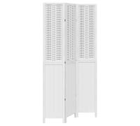Qnhdfrt 3-Panel Wood and Bamboo Folding Room Divider, White