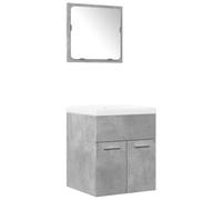 Qnhdfrt 3-Pc Concrete Gray Bathroom Vanity Set with Ceramic Sink & Mirror