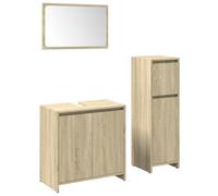 Qnhdfrt 3-Piece Bathroom Vanity, Cabinet and Mirror Set, Sonoma Oak