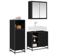 Qnhdfrt 3-Piece Black Oak Bathroom Vanity and Cabinet Set