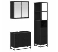 Qnhdfrt 3-Piece Black Oak Engineered Wood Bathroom Furniture Set