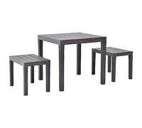 Qnhdfrt 3-Piece Brown Plastic Outdoor Dining Table and Bench Set