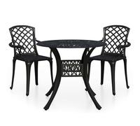 Qnhdfrt 3-Piece Cast Aluminum Patio Bistro Set with Umbrella Hole, Black