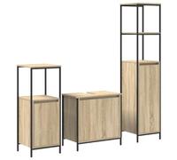Qnhdfrt 3-Piece Engineered Wood Bathroom Cabinet Set, Sonoma Oak & Black