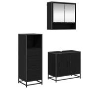 Qnhdfrt 3-Piece Engineered Wood Bathroom Furniture Set, Black Oak