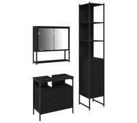 Qnhdfrt 3-Piece Engineered Wood Bathroom Furniture Set, Black Oak