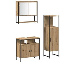 Qnhdfrt 3-Piece Engineered Wood Bathroom Vanity and Cabinet Set, Brown
