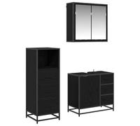 Qnhdfrt 3-Piece Engineered Wood Bathroom Vanity Set, Black Oak