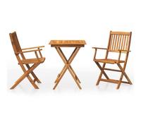 Qnhdfrt 3-Piece Foldable Acacia Wood Patio Bistro Set | Includes one square table and two armchairs, designed for space-saving outdoor dining on balconies and decks.