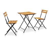 Qnhdfrt 3-Piece Folding Acacia Wood and Steel Bistro Set