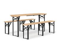 Qnhdfrt 3-Piece Folding Fir Wood Beer Table and Bench Set
