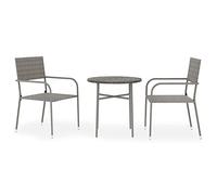 Qnhdfrt 3-Piece Grey Wicker Bistro Set with Round Table