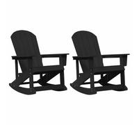 Qnhdfrt 3-Piece HDPE Adirondack Rocking Chair Set with Table, Black
