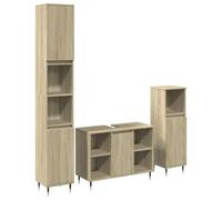 Qnhdfrt 3-Piece Industrial Sonoma Oak Bathroom Vanity and Cabinet Set