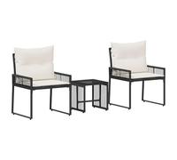 Qnhdfrt 3-Piece Nesting Wicker Patio Furniture Set, Black and Cream