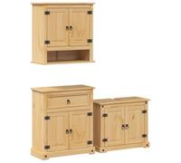 Qnhdfrt 3-Piece Solid Pine Bathroom Furniture Set, Honey Wax Finish