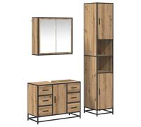 Qnhdfrt 3-Piece Wall-Mounted Bathroom Cabinet Set, Wood, Artisan Oak