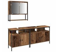 Qnhdfrt 3-Piece Wall-Mounted Bathroom Vanity and Mirror Cabinet Set, Brown