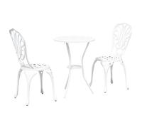Qnhdfrt 3-Piece White Aluminum Patio Bistro Set with Cushions
