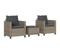 Qnhdfrt 3-Piece Wicker Patio Bistro Set with Ottoman Table, Grey