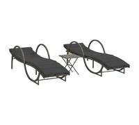Qnhdfrt 3-Piece Wicker Patio Lounge Chair Set with Cushions & Table