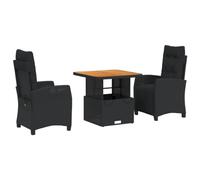 Qnhdfrt 3-Piece Wicker Patio Set with Reclining Chairs & Lift-Top Table