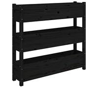 Qnhdfrt 3-Tier Black Solid Pine Wood Vertical Raised Garden Bed