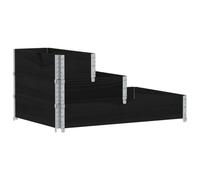 Qnhdfrt 3-Tier Solid Pine Wood Raised Garden Bed, Black, 120x80x60.5cm