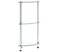 Qnhdfrt 3-Tier Tempered Glass Storage Shelf, Stainless Steel Frame
