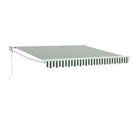 Qnhdfrt 300x250cm Retractable Patio Awning Green and White Polyester