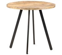 Qnhdfrt 31.5-inch Round Mango Wood Dining Table with Black Iron Legs