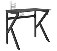 Qnhdfrt 35-inch K-Shaped Wood and Iron Computer Gaming Desk, Black