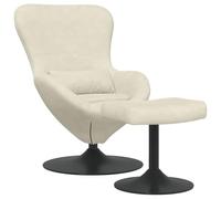 Qnhdfrt 360 Swivel Velvet Egg Chair with Ottoman, Cream