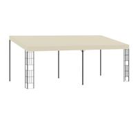 Qnhdfrt 3x6m Wall-Mounted Steel Pergola with Cream Fabric Canopy