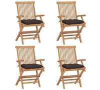 Qnhdfrt 4-Pack Folding Solid Teak Wood Outdoor Chairs with Cushions