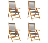 Qnhdfrt 4-Pack Reclining Solid Acacia Wood Patio Chairs, Grey