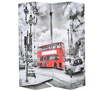 Qnhdfrt 4-Panel Wood and Canvas Room Divider London Red Bus Print